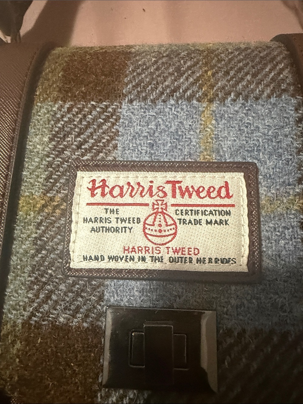 Brown Leather & Blue Plaid Satchel - Handbag - Picture 3 of 8